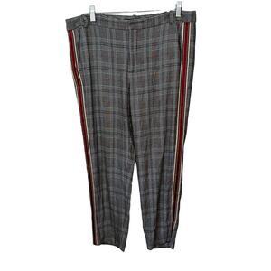Zara Basic Plaid Pants Dark Academia Womens Large Tuxedo Stripe Pockets Career